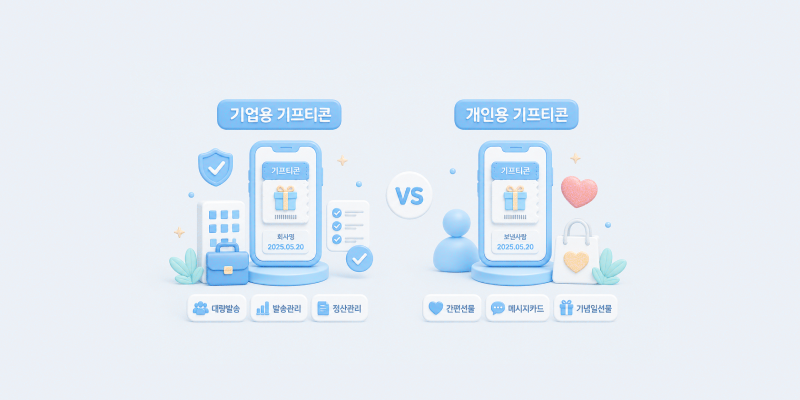 기업용 기프티콘 개인용 기프티콘 비교